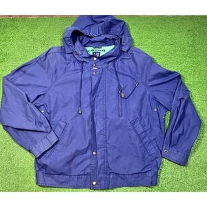 Vintage Gap Jacket LG Rain Coat Blue Zip & Snap‎ Zip Hood 90s Gap Lightweight